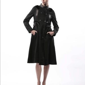 Black Dress Coat with real Fur Trim